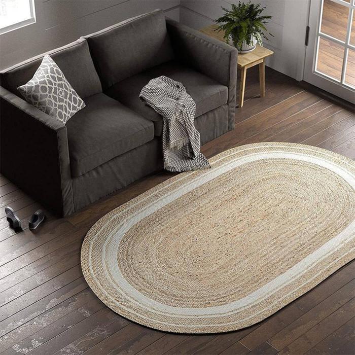 Multi White Border Oval Rug - 2 x 3 Feet