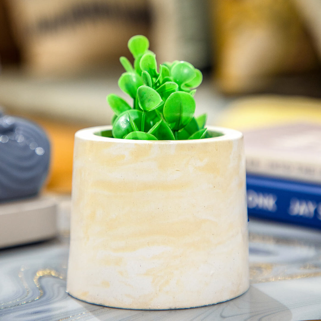 Classic Almond White Marbled Finish Multi-Purpose Jar