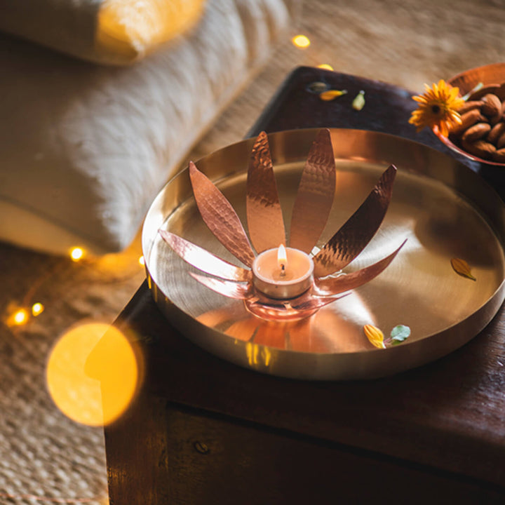 Sunflower Copper Tealight Holder