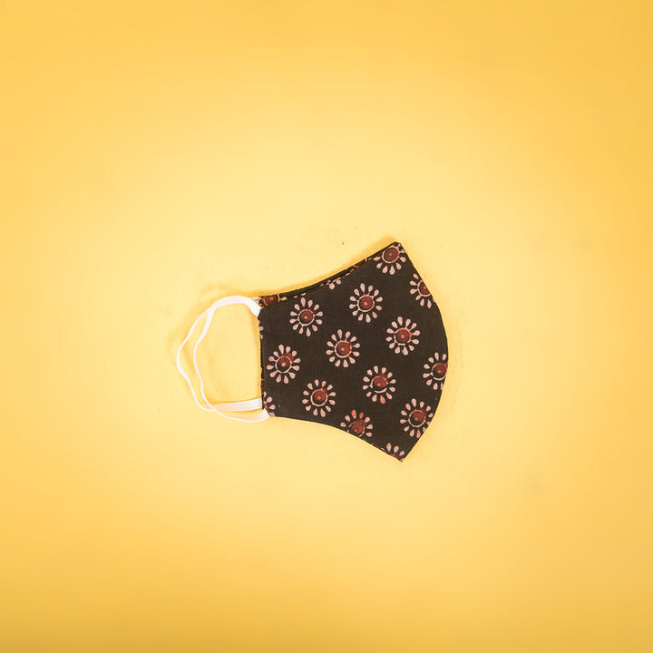 Floral Black Fabric Mask - Kids - Zwende