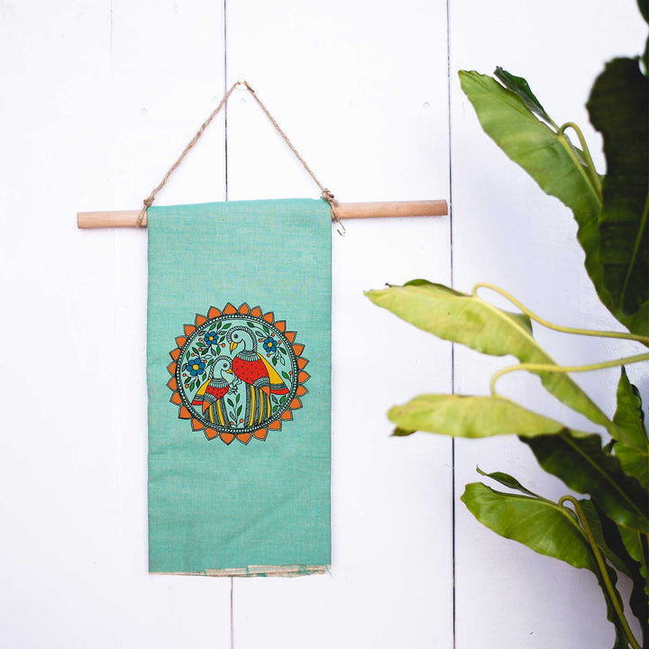 Green Unstitched Peacock Artwork Blouse Piece