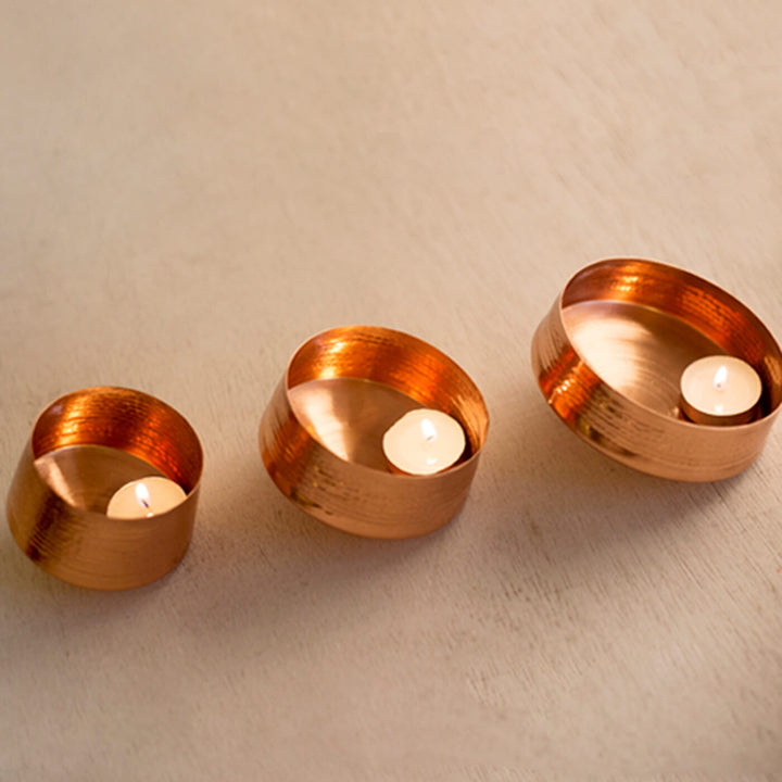Whirling Copper Tealight Holder