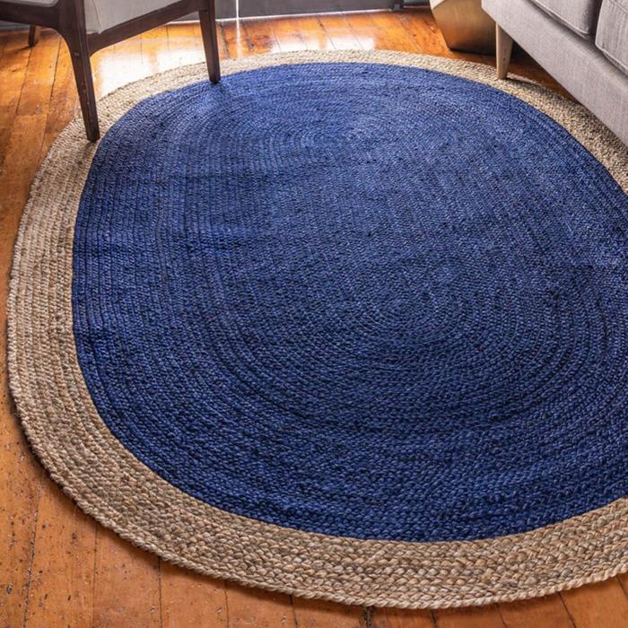 Blue Oval Jute Rug - 4 x 6 Feet