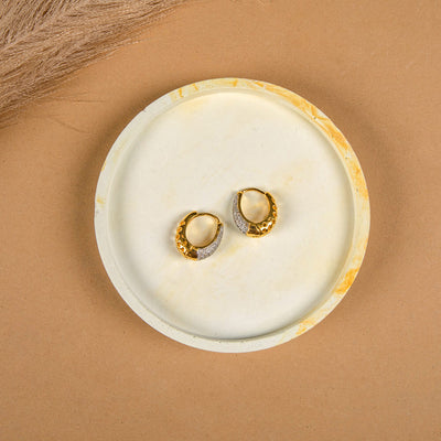 Almond White Marbled Round Concrete Tray