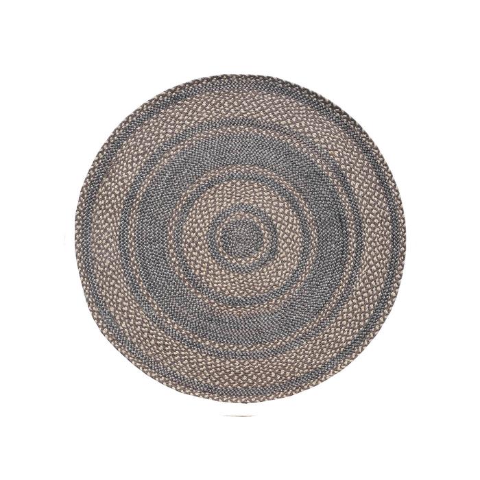 Grey & Off-White Multi Ring Rug - 4 Feet
