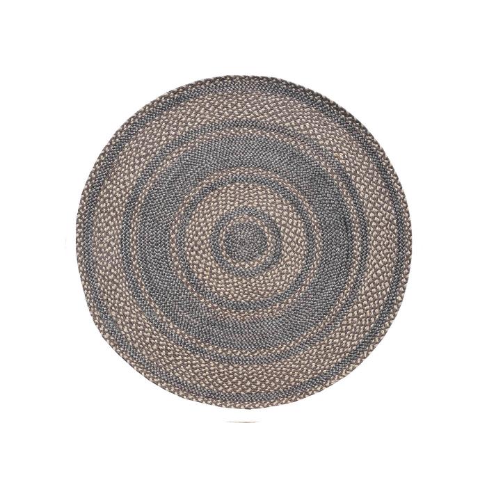 Grey & Off-White Multi Ring Rug - 4 Feet