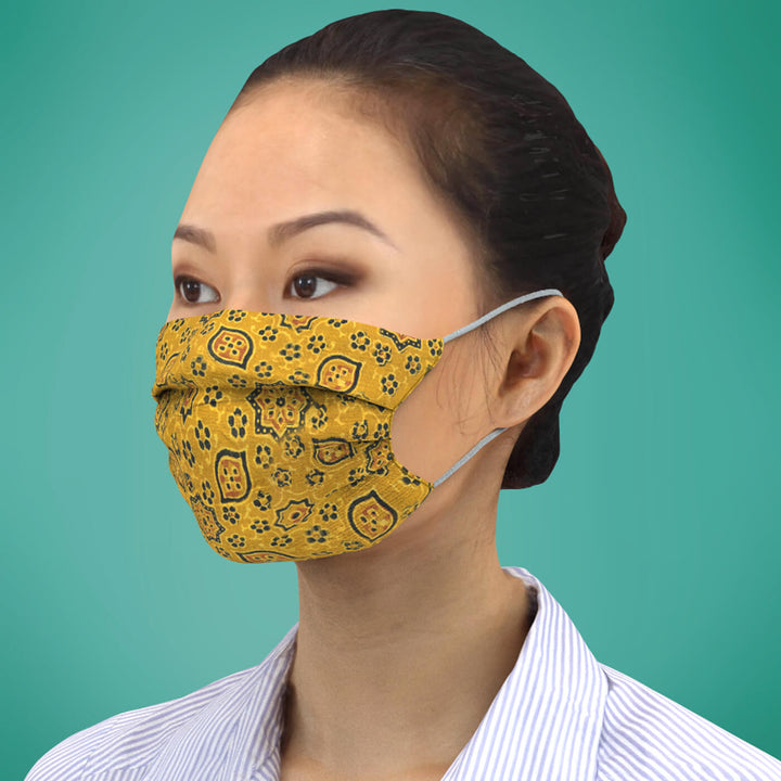 Three Pleat Yellow Mandala Fabric Mask