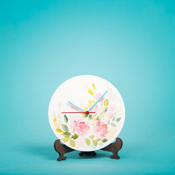 Table Clock with Floral Design