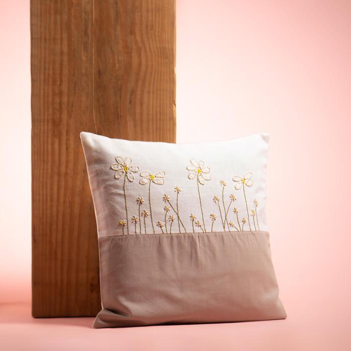 Hand-embroidered Dual Colour Cushion Cover - 40 x 40 cm