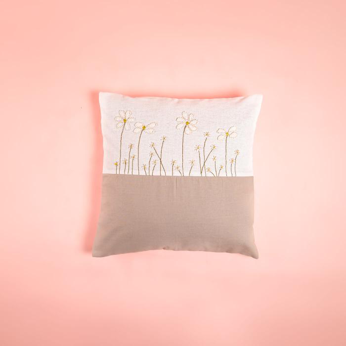 Hand-embroidered Dual Colour Cushion Cover - 40 x 40 cm