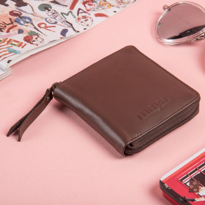 Dark Brown Square Zip Wallet