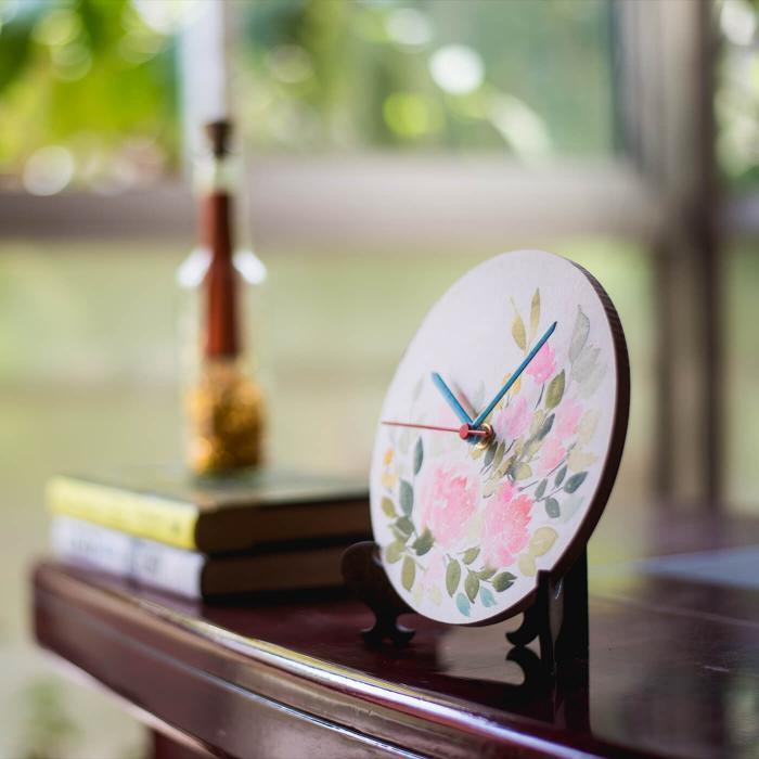 Table Clock with Floral Design
