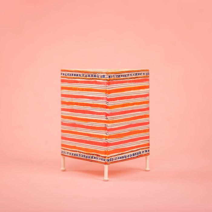 Stripes Prism Hand Painted Tholu Bommalata Tealight Lamp | 6 inches