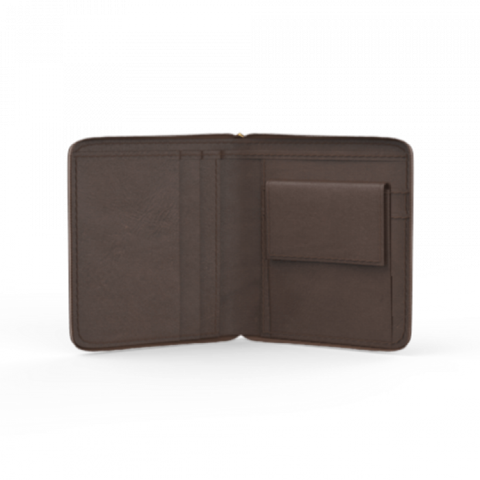 Dark Brown Square Zip Wallet
