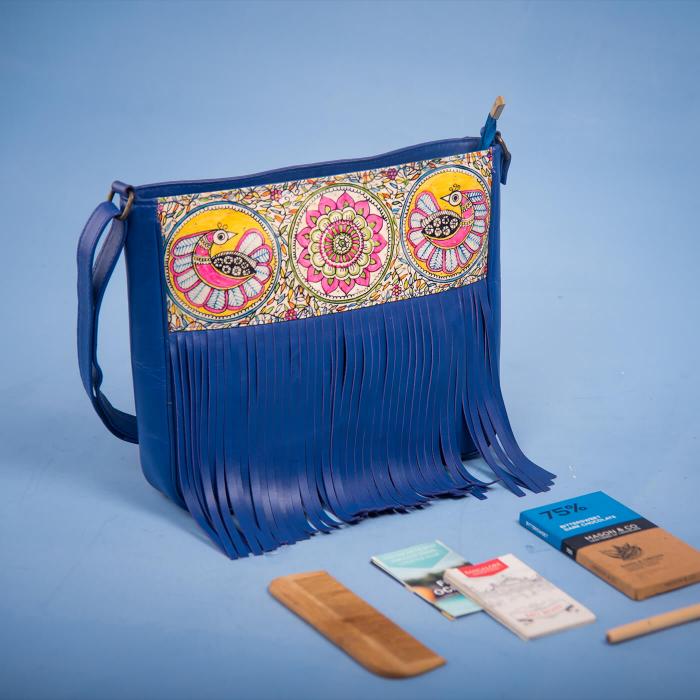 Blue Boho Fringe Sling