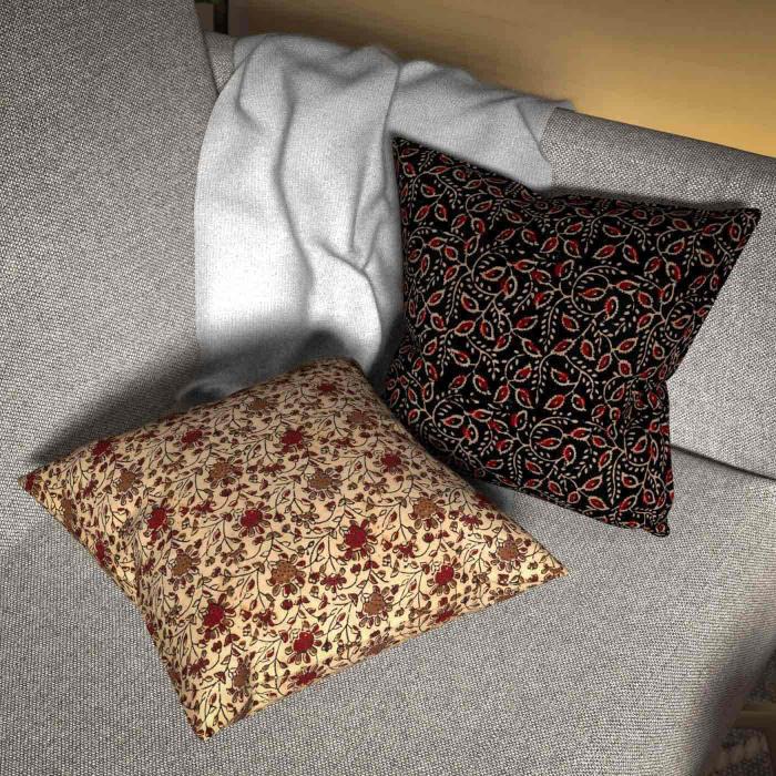 Cushion Covers - Ajrak and Black Red Bael