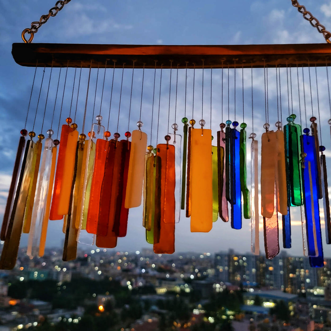 Rainbow Strip Gigantic Glass Windchime