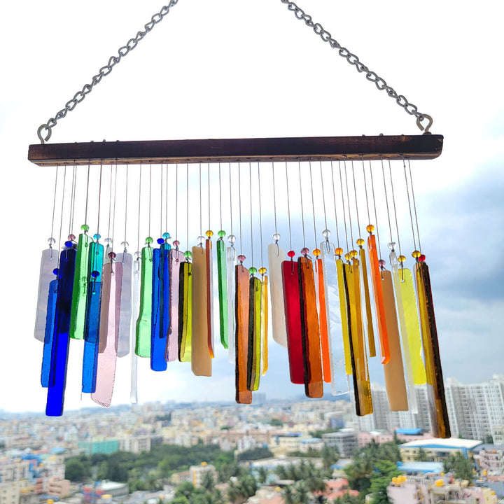 Rainbow Strip Gigantic Glass Windchime