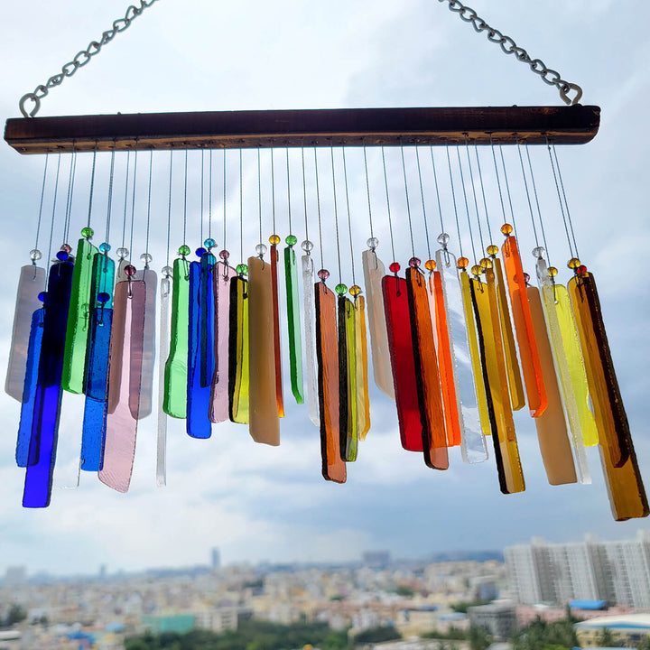 Rainbow Strip Gigantic Glass Windchime