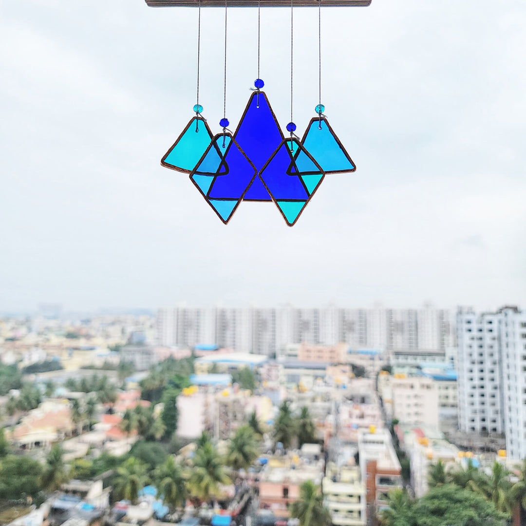 Mini Shades of Blue Geometric Windchime