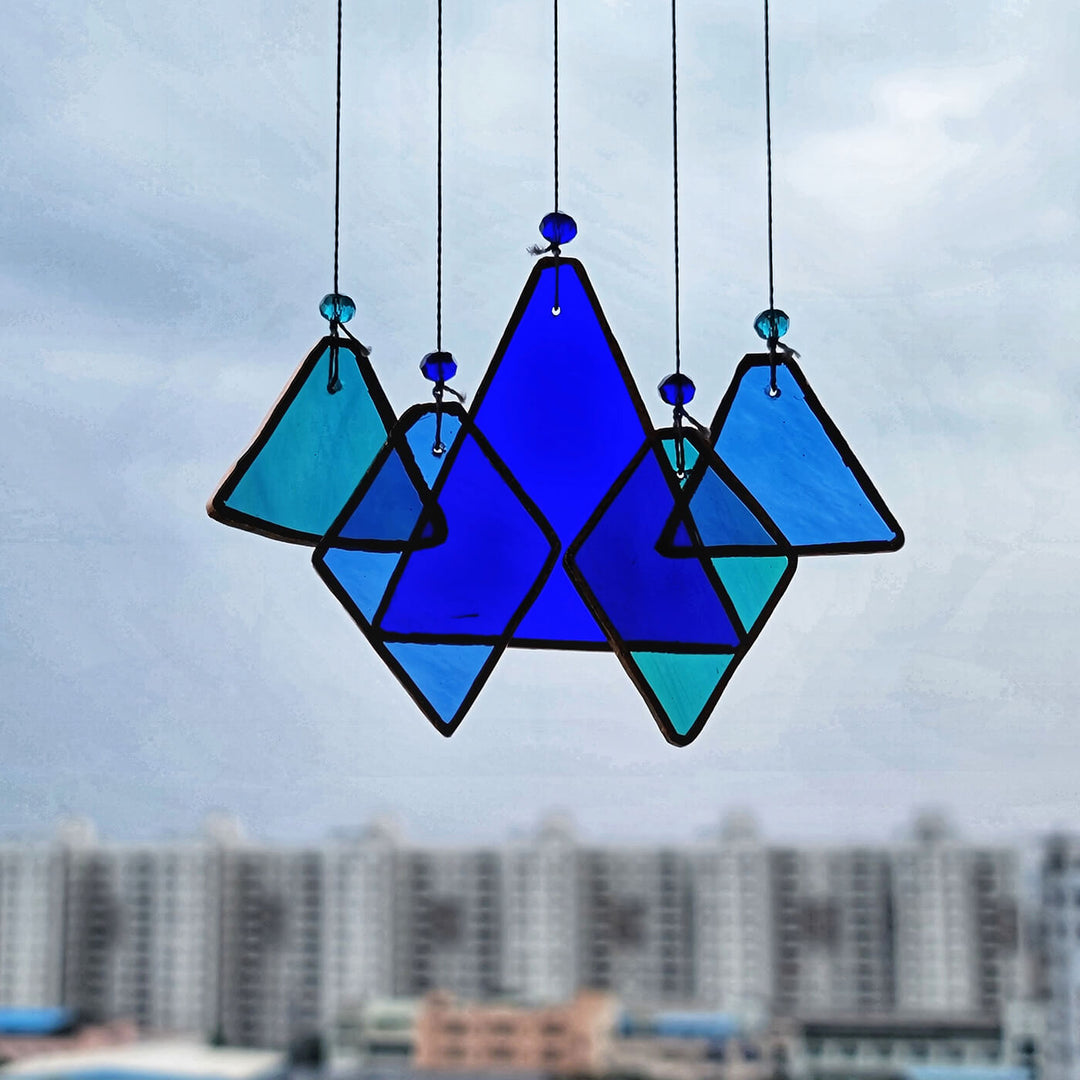 Mini Shades of Blue Geometric Windchime