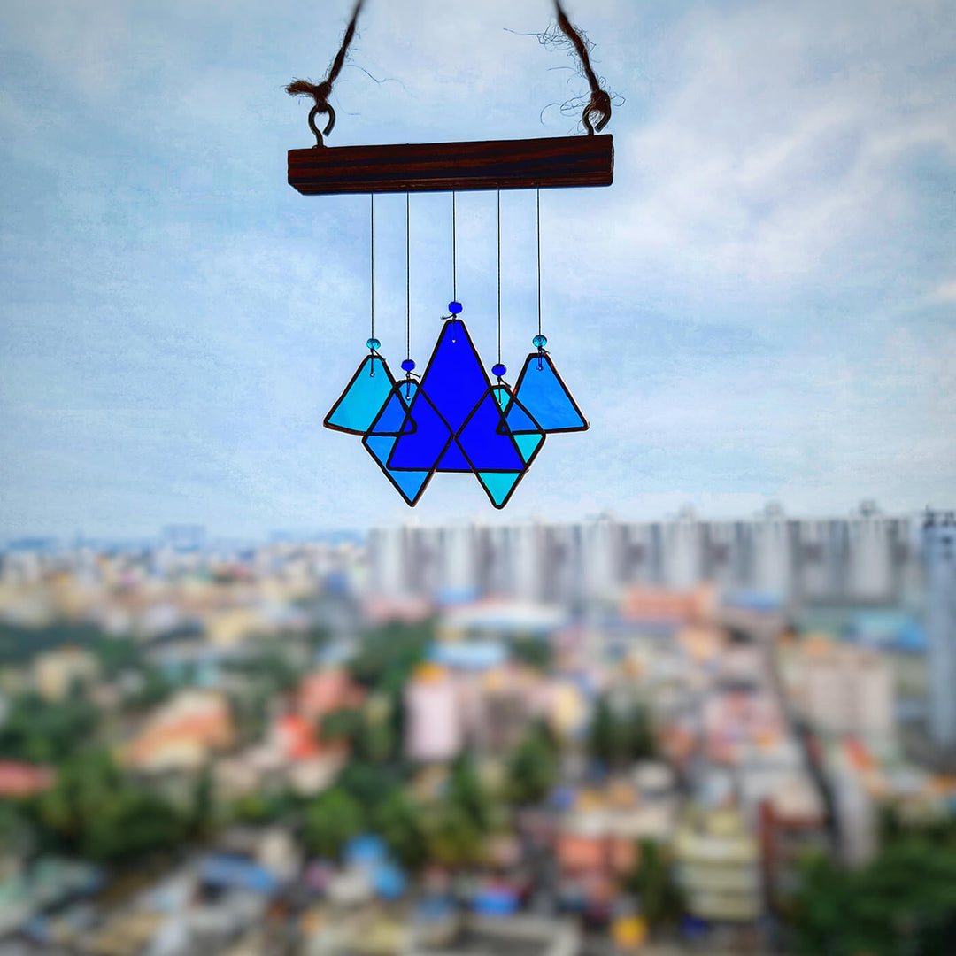 Mini Shades of Blue Geometric Windchime