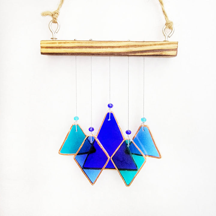 Mini Shades of Blue Geometric Windchime