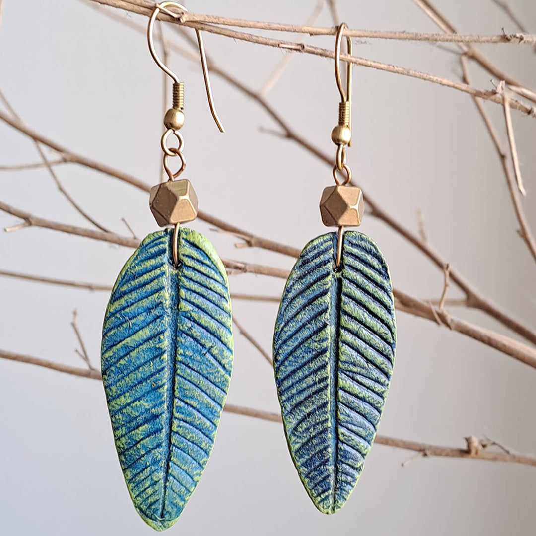 Paper Mache Guava Leaf Dhokhra Earring