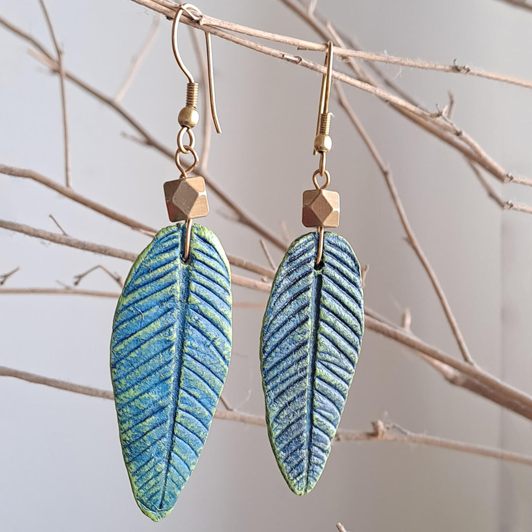 Paper Mache Guava Leaf Dhokhra Earring