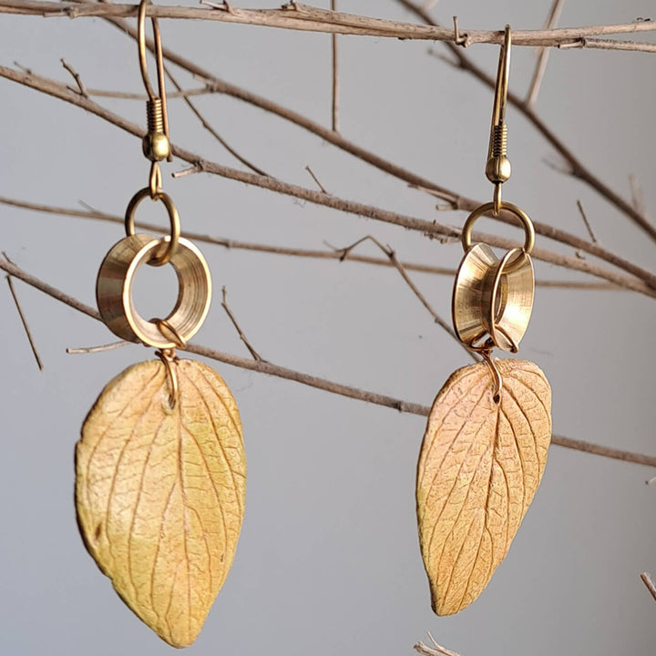 Paper Mache Wild Leaf Ochre Dangler