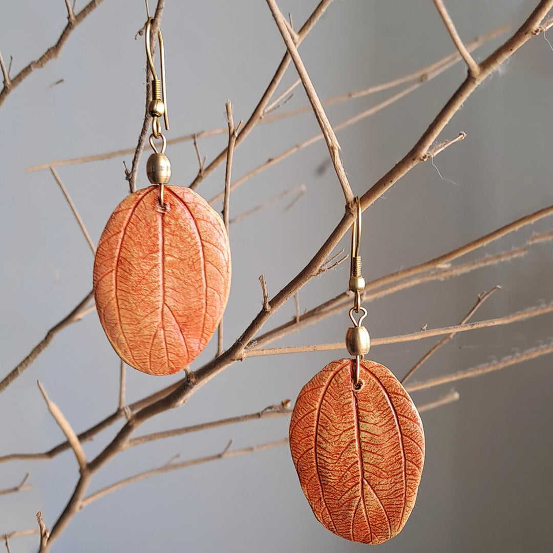 Paper Mache Berry Orange Leaf Dangler