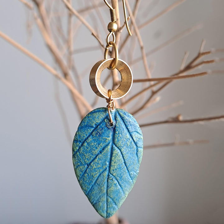 Paper Mache Wild Leaf Dangler - Blue