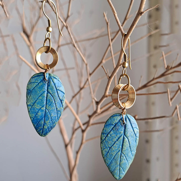 Paper Mache Wild Leaf Dangler - Blue