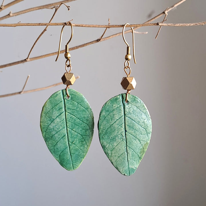 Paper Mache Rose Green Leaf Dangler
