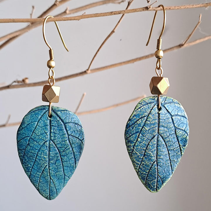 Paper Mache Blue Leaf Dhokra Dangler