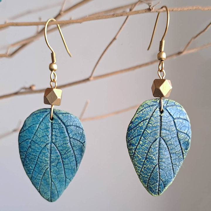 Paper Mache Blue Leaf Dhokra Dangler
