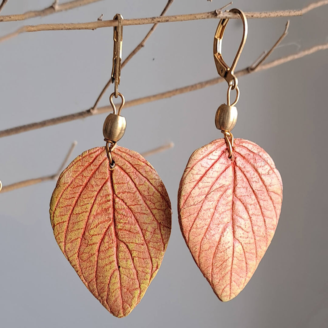 Paper Mache Wild Leaf Red Dangler