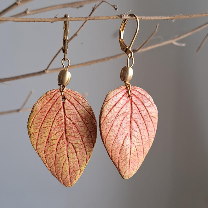 Paper Mache Wild Leaf Red Dangler