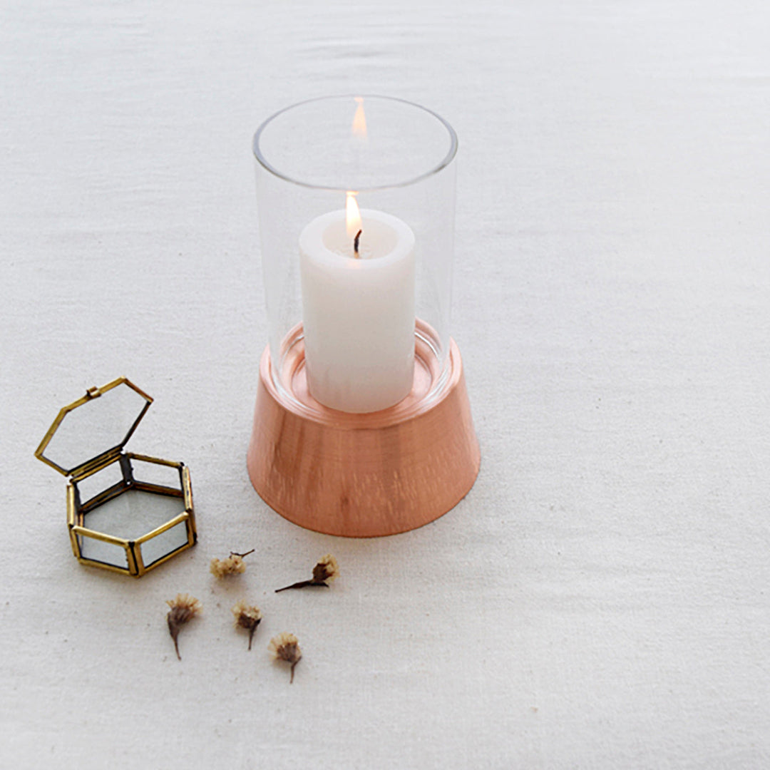 Copper Birch Hurricane Lamp