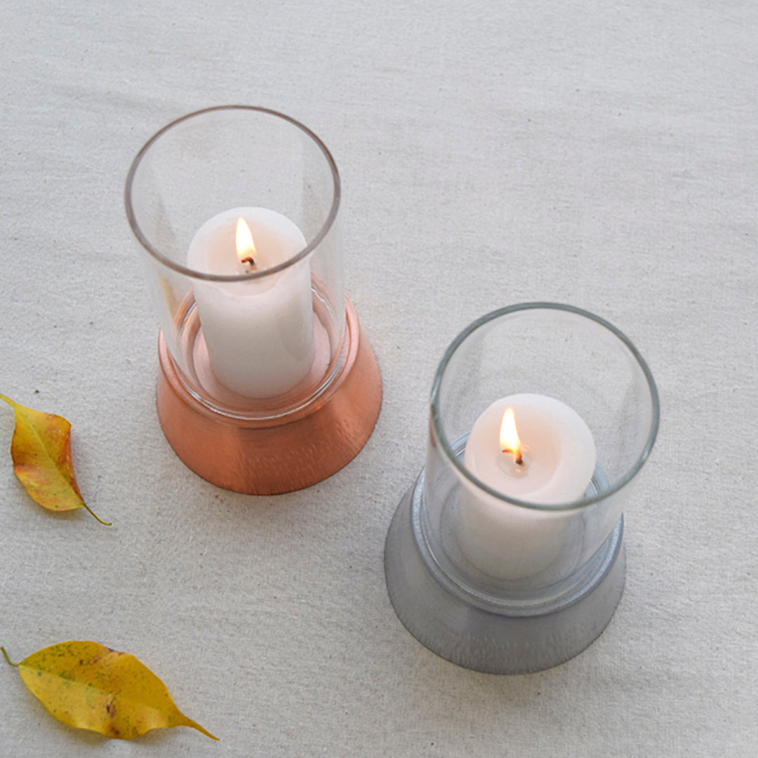 Copper Birch Hurricane Lamp