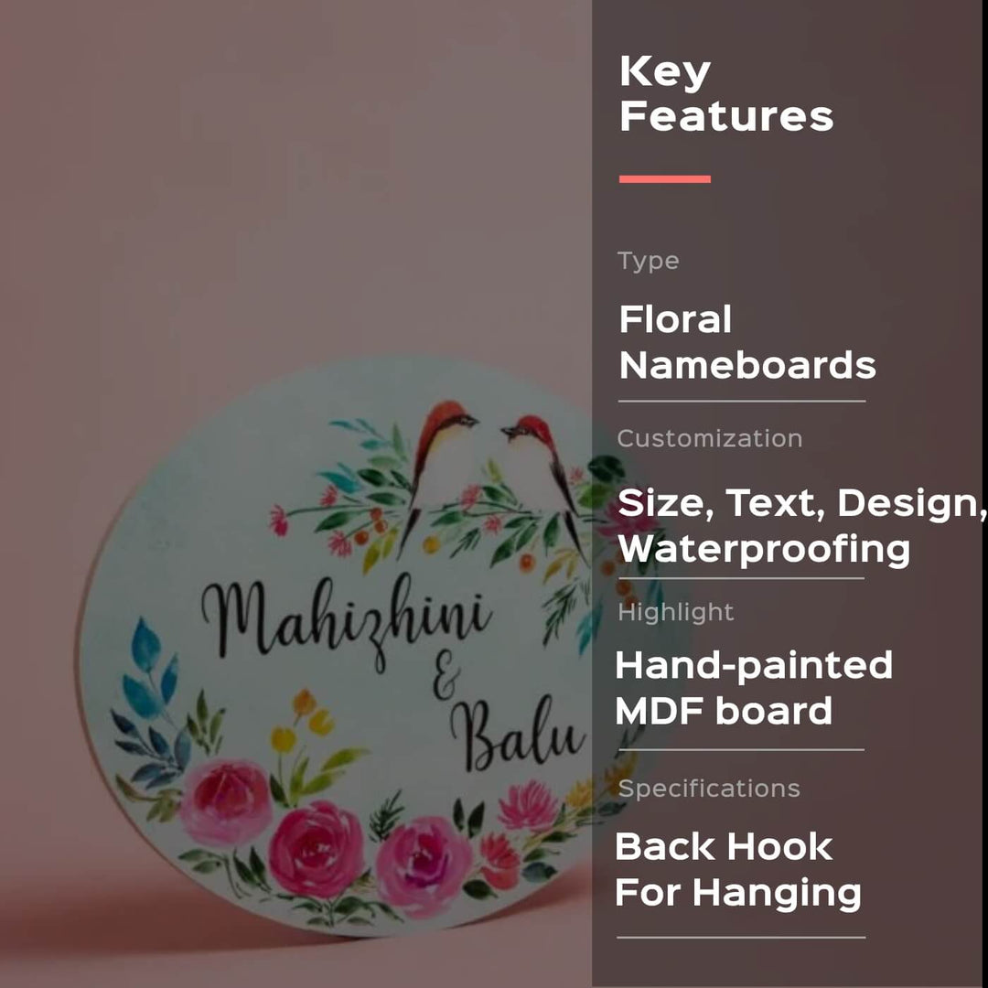 Oval Hand-painted Floral Nameboard