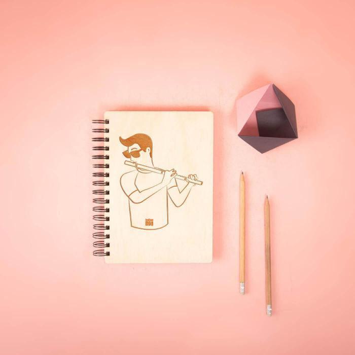 Laser Etched Flutist Diary - A5 - The Indian Raga Collection