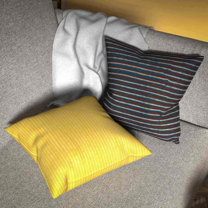 Set of 2 Ajrak Cushion Covers - Stripes