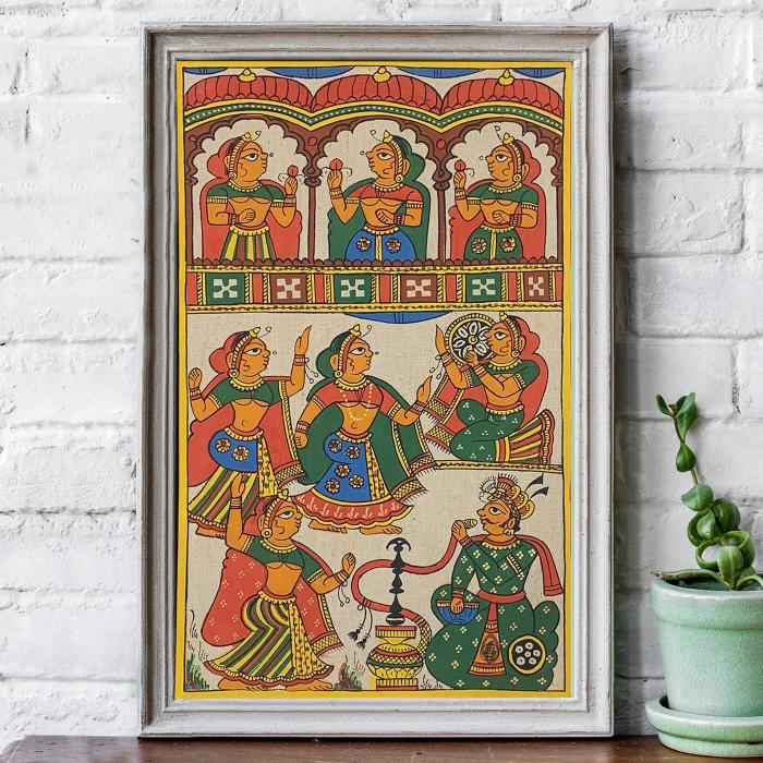 King with Harem - Cotton Phad Painting 041