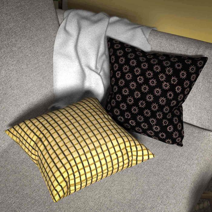 Ajrak Cushion Covers - Yellow Checks & Black Fulodi