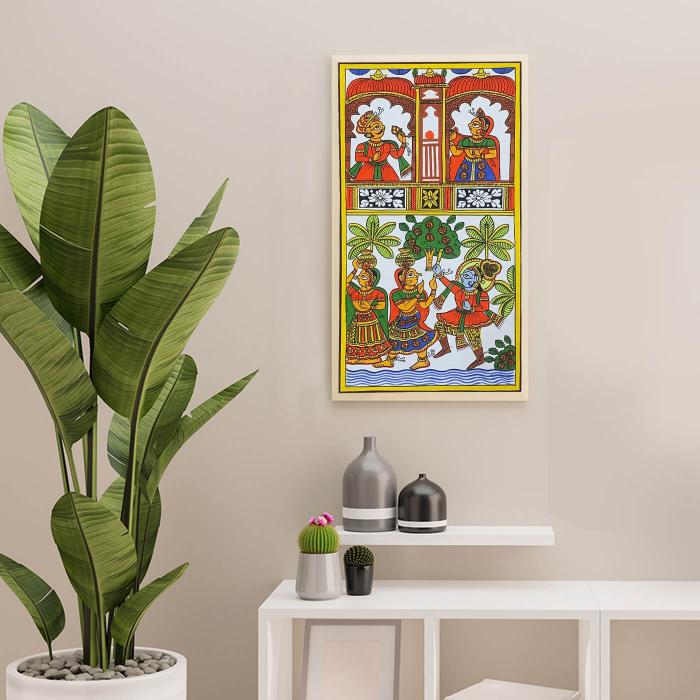 Lord Krishna with Gopis - Paper Phad Painting 091