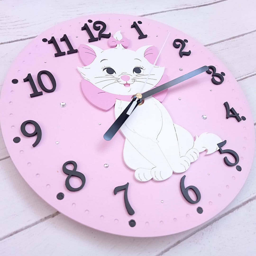 Cute Cat Themed Wall Clock for Kids