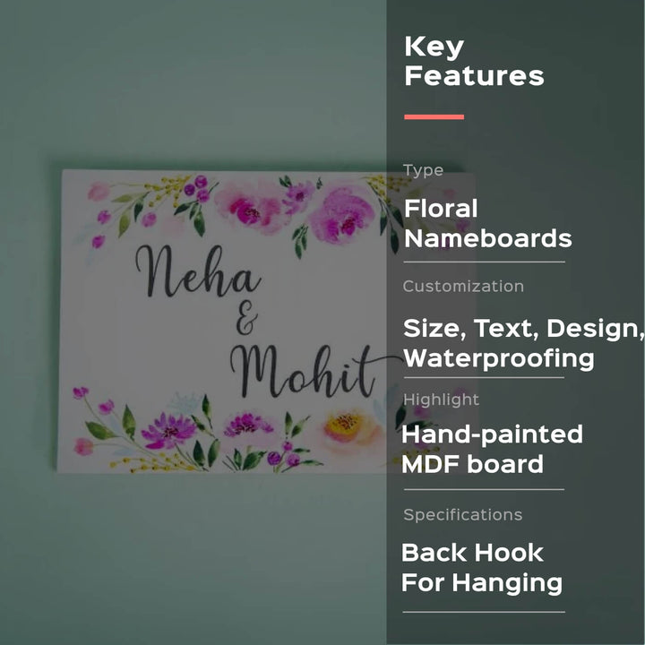 Rectangle Hand-painted Floral Nameboard