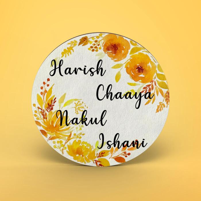 Round Hand-painted Floral Nameboard