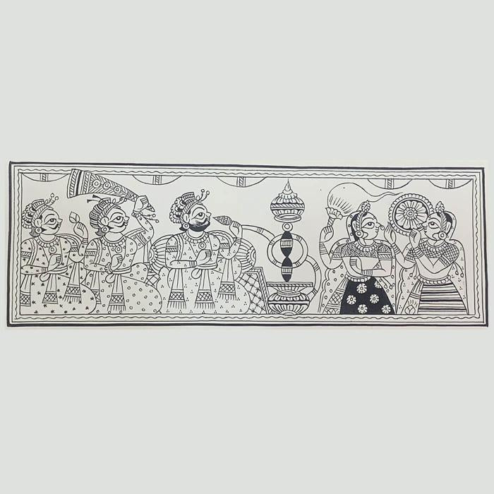 King with Hookah - Paper Phad Painting 111